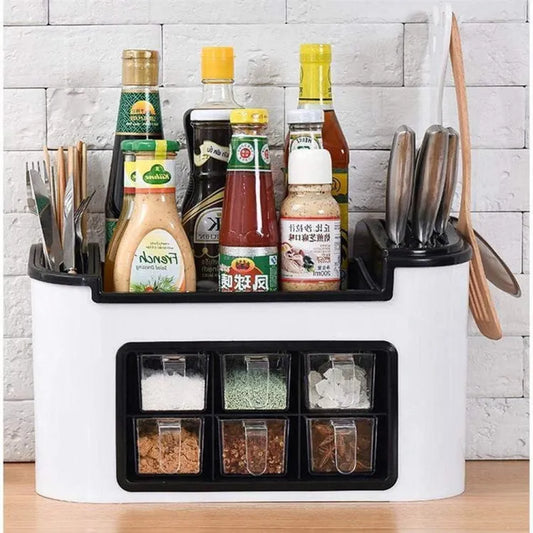 Multi-function Seasoning Box Rack Meal Knife Fork Spice Kitchen Storage Rack