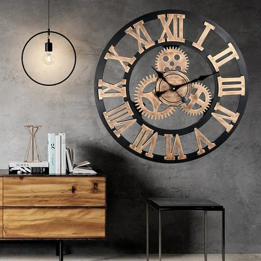 Roman Wall Clock in Golden Black