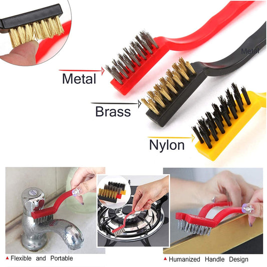 Stainless Steel Wire Brush Set Rust Remove Cleaner (Set Of 3)