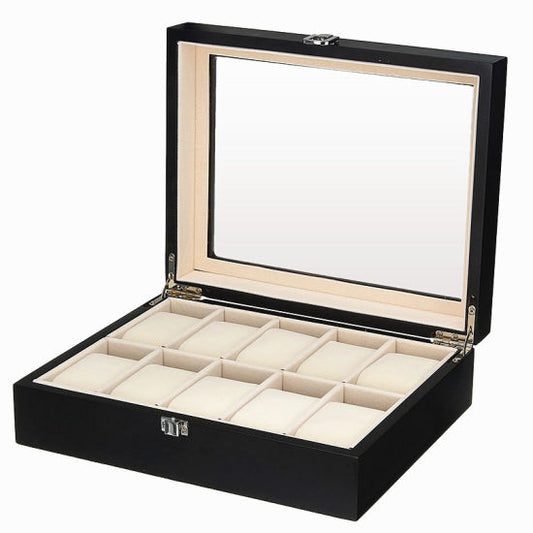 PU Leather Watch Storage Box with Handle (10 Slots)