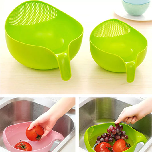 3 Pcs Rice Drain Bowl With Handle