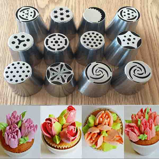 12 pcs Stainless steel Icing Pipes Nozzles