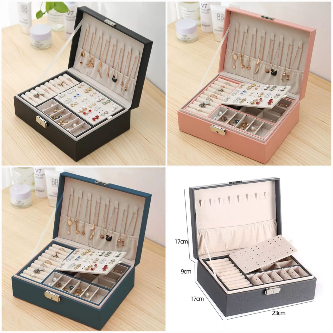 2 Layer Leather Jewellery Organizer