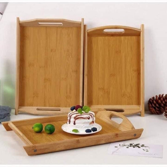 3 pcs Quality Bamboo Wooden Tray Set