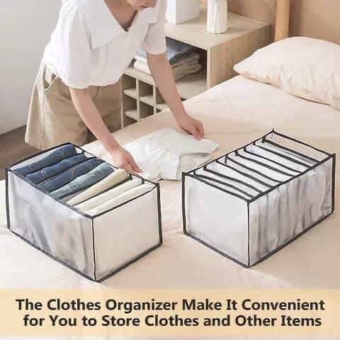 7 compartments Pants Shirts storage clothes box high quality (Pack of 4)