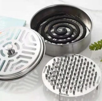 Mosquitoes Coil Holder Tray Stainless Steel Round Rack Plate for Spirals Incense