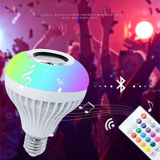 Smart E27 LED RGB White 12W Wireless Bluetooth Speaker Bulb Lamp Colorful Changing Bulb Remote App Control Decor Home