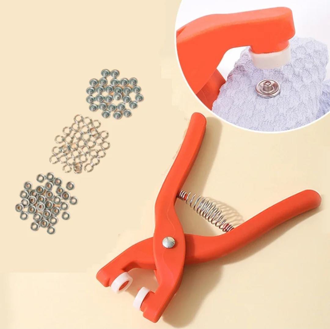 Tich Button Machine Plier with 25 Plastic Snap Buttons