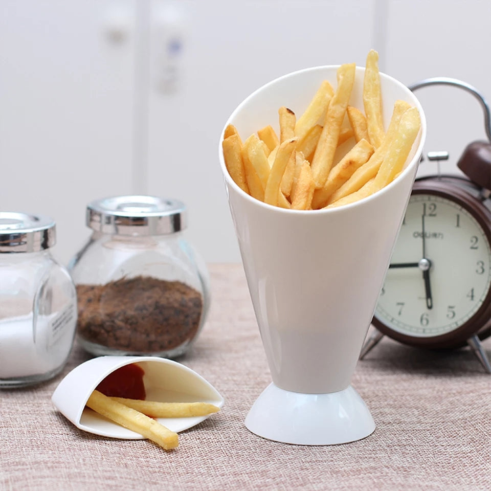 French fries and vegetable salad cup