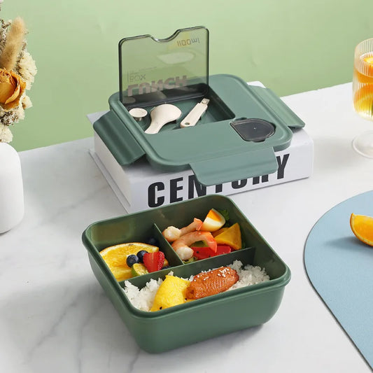 Double Compartment Lunch Box With Spoon